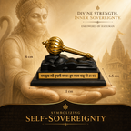 Hanuman Gada Gold Plated Showpiece with Sacred Base | Symbol of Protection, Courage & Divine Strength