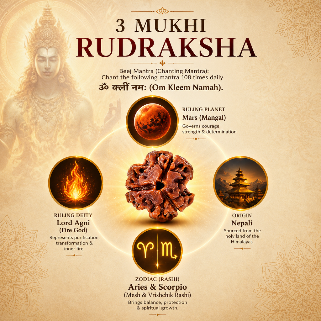 3 Mukhi Nepali Lab Certified Rudraksha