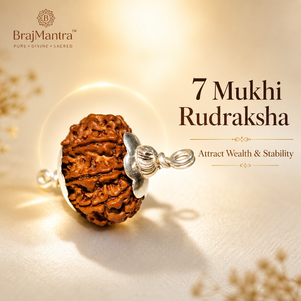 7 Mukhi Rudraksha (Nepali) | Original Bead for Wealth, Prosperity & Financial Stability | Shani Remedy | Energized by BrajMantra