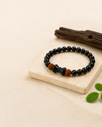 Karungali Rudraksha Damru Bracelet for Men & Women | Energised with Haridwar Ganga Jal |