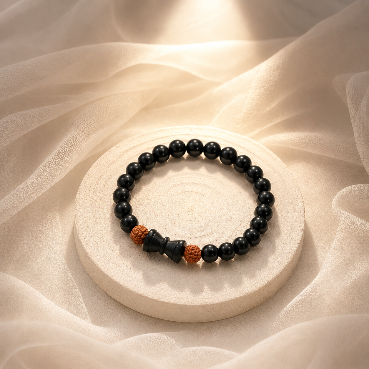 Karungali Rudraksha Damru Bracelet for Men & Women | Energised with Haridwar Ganga Jal |