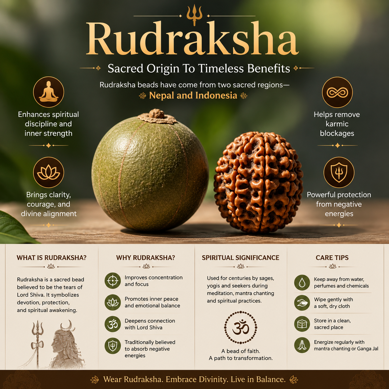 108 Beads Original Rudraksha Jaap Mala | Sacred Meditation & Spiritual Healing Necklace | Energized with Haridwar Ganga Jal