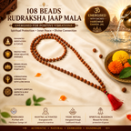 108 Beads Original Rudraksha Jaap Mala | Sacred Meditation & Spiritual Healing Necklace | Energized with Haridwar Ganga Jal