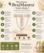 BrajMantra Tulsi Mala with Silver Cap | Original Tulsi Kanthi Mala | Pure Vrindavan Tulsi Beads | Jaap, Meditation & Daily Wear