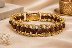 Brajmantra 5 Mukhi Rudraksha Bracelet for Men & Women | Gold Plated Spiritual Bracelet | Natural Original Beads | Stress Relief, Positive Energy & Protection