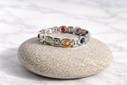 Premium 7 Chakra Stone Bracelet – Energy Healing & Balance | 20cm Silver Link Bracelet with 6mm Natural Stones | Unisex Spiritual Jewelry