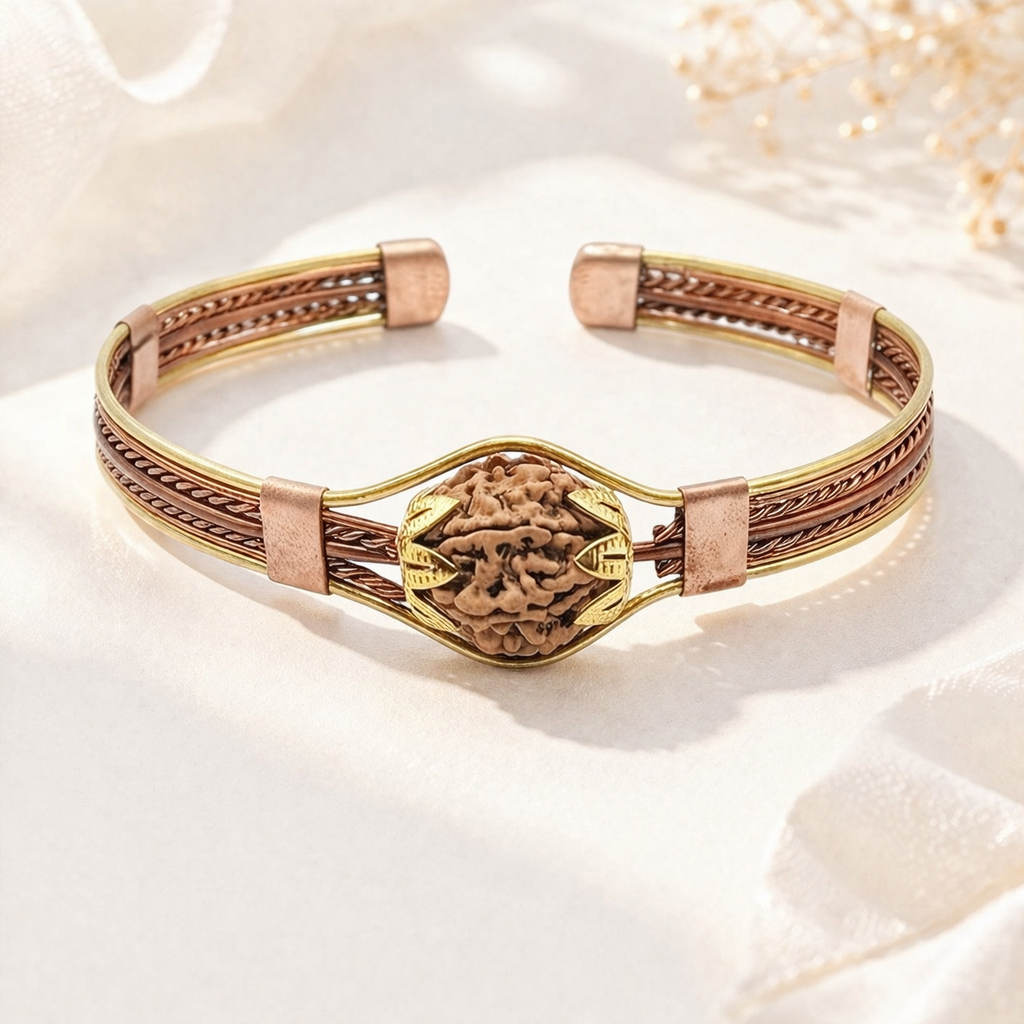 BrajMantra 7 Mukhi Rudraksha Copper Spiritual Kada for Men and Women
