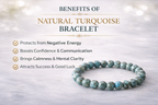 Natural Turquoise (Firoza) Bracelet for Men & Women – Certified 8mm Beaded Healing Crystal | Protection, Confidence, Good Luck & Energy Bracelet | Premium Gemstone Stretch Bracelet