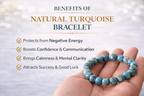 Natural Turquoise (Firoza) Bracelet for Men & Women – Certified 8mm Beaded Healing Crystal | Protection, Confidence, Good Luck & Energy Bracelet | Premium Gemstone Stretch Bracelet