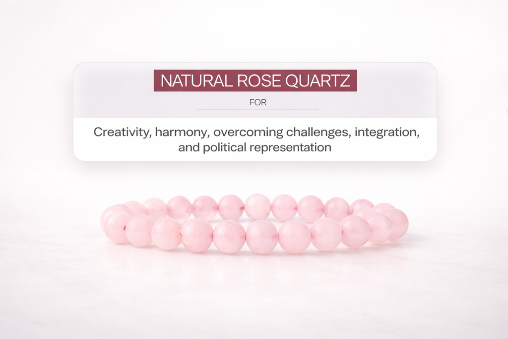 Rose Quartz Bracelet | Natural Crystal Healing Bracelet | Love Attraction, Positive Energy, Stress Relief Stone | 8mm Beaded Stretch Bracelet for Women Men