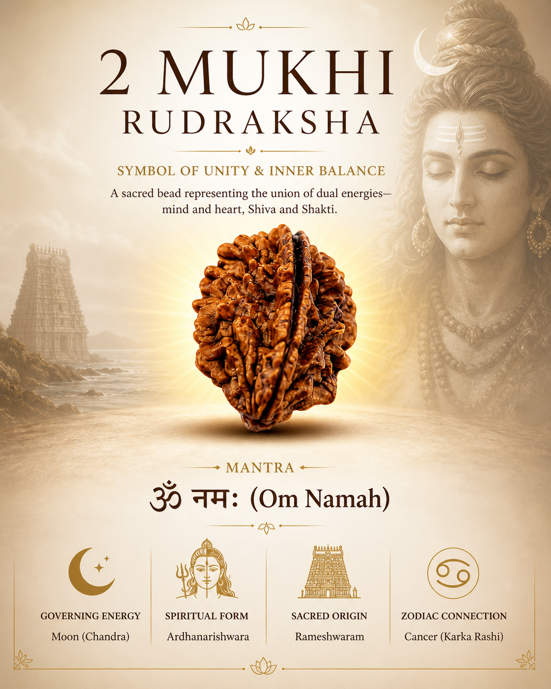 2 Mukhi Nepali Lab Certified Rudraksha