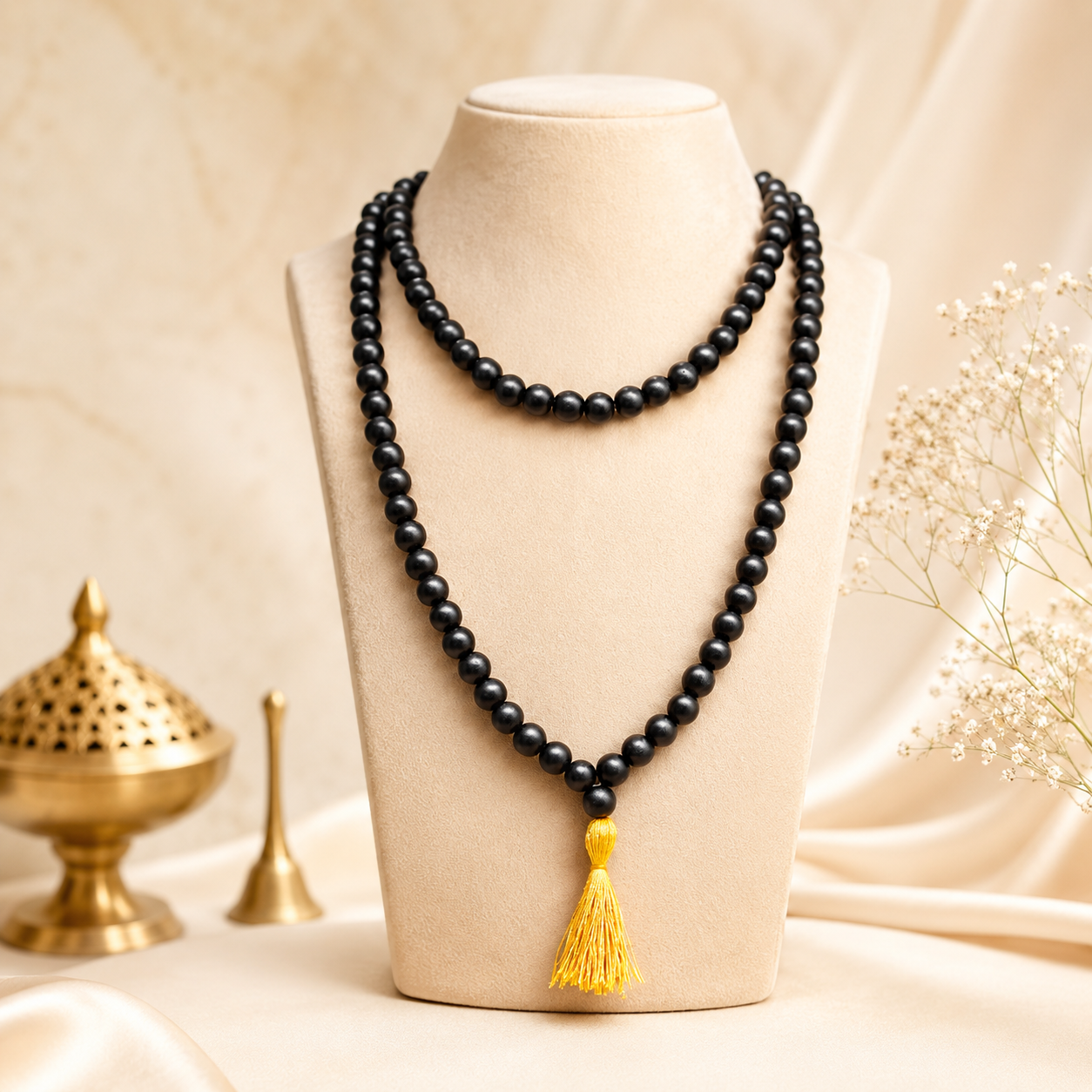 Original Karungali Mala 108+1 Beads | Energised with Haridwar Ganga Jal | Natural Ebony Wood Spiritual Mala for Meditation, Protection & Lord Murugan Blessings
