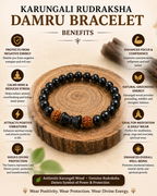 Karungali Rudraksha Damru Bracelet for Men & Women | Energised with Haridwar Ganga Jal |