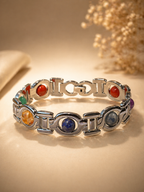 Premium 7 Chakra Stone Bracelet – Energy Healing & Balance | 20cm Silver Link Bracelet with 6mm Natural Stones | Unisex Spiritual Jewelry