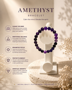 Braj Mantra Divine Amethyst Bracelet | Spiritual Healing Crystal Beads | Calm Mind & Protection Bracelet