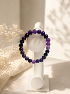 Braj Mantra Divine Amethyst Bracelet | Spiritual Healing Crystal Beads | Calm Mind & Protection Bracelet