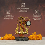 Golden Om Trishul with Damru Idol – Premium Rudraksha Shiv Statue for Home Mandir, Car Dashboard & Spiritual Decor | Vastu Positive Energy Gift
