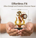 Golden Om Trishul with Damru Idol – Premium Rudraksha Shiv Statue for Home Mandir, Car Dashboard & Spiritual Decor | Vastu Positive Energy Gift